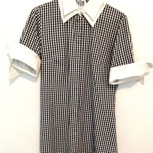 Anne Fontaine short sleeve gingham blouse